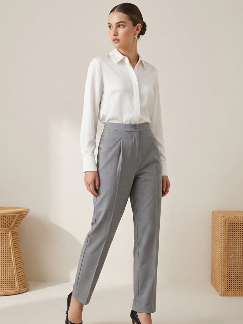 Classy Vintage Boutique Europa Gray Career Trousers sz Med/Jr Great Condition!